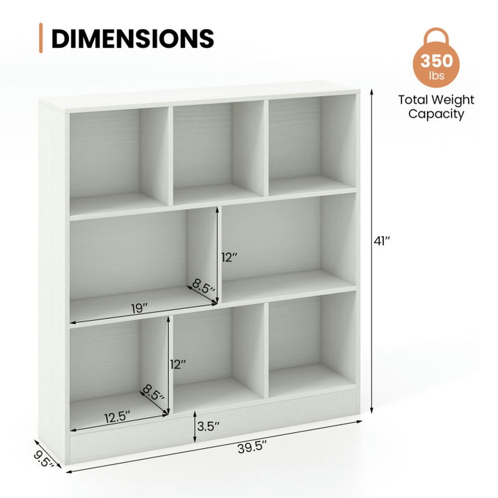 Resenkos 41 Inches 8-Cube Freestanding Bookcase for Kids-White, Kids Toy Storage for Kids, Boys, Girls, Nursery