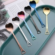 harmtty Coffee Spoon Heart-shaped Rust-proof Rainbow Gradient Color Stainless Steel Coffee Tea Stirring Spoon Wedding Present ,Blue