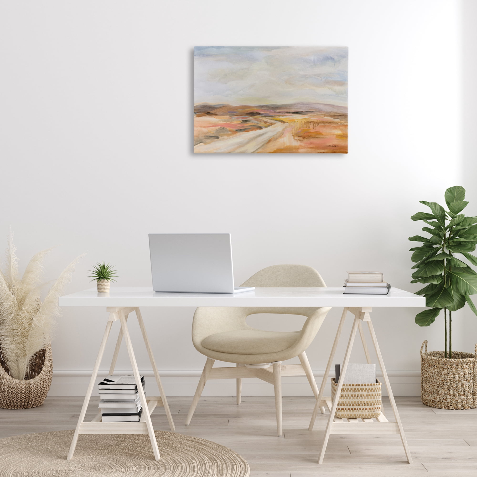Stupell Industries White Desert Road Landscape & Nature Painting Wrapped Canvas Art Print Wall Art, 30 x 20