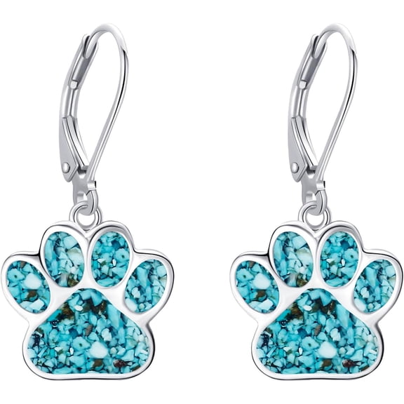 JUSORA Paw Print Earrings S925 Sterling Silver Paw Drop Dangle Earrings Dog Cat Pet Paw Jewelry Gifts for Women