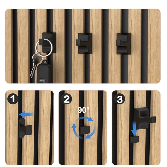 Acoustic Panel Wall Hooks, Decorative Wall Hooks Screw in Sound Panel and Wood Slats, 0.5 in Metal Hanger for Hanging Coat, Hat, Towel, Backpack, Bags, Purse