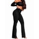thumbnail image 2 of Pantalones Vaqueros de Cintura Alta para Mujer, Elásticos, de Corte Acampanado y con Cinturilla Elástica. Negro S, 2 of 7