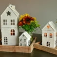 thumbnail image 2 of Main Street Town House Candle Lanterns, Set of 3, Vintage Style, Heart and Star Details, Rustic White, Metal, 13.75, 8.25 and 5 Inches Tall, 2 of 6