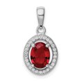 thumbnail image 1 of Collier Rond en Argent Sterling 925 Rouge Zircon Cz Halo Blanc Pendentif Pierre de Naissance Juillet, 1 of 6