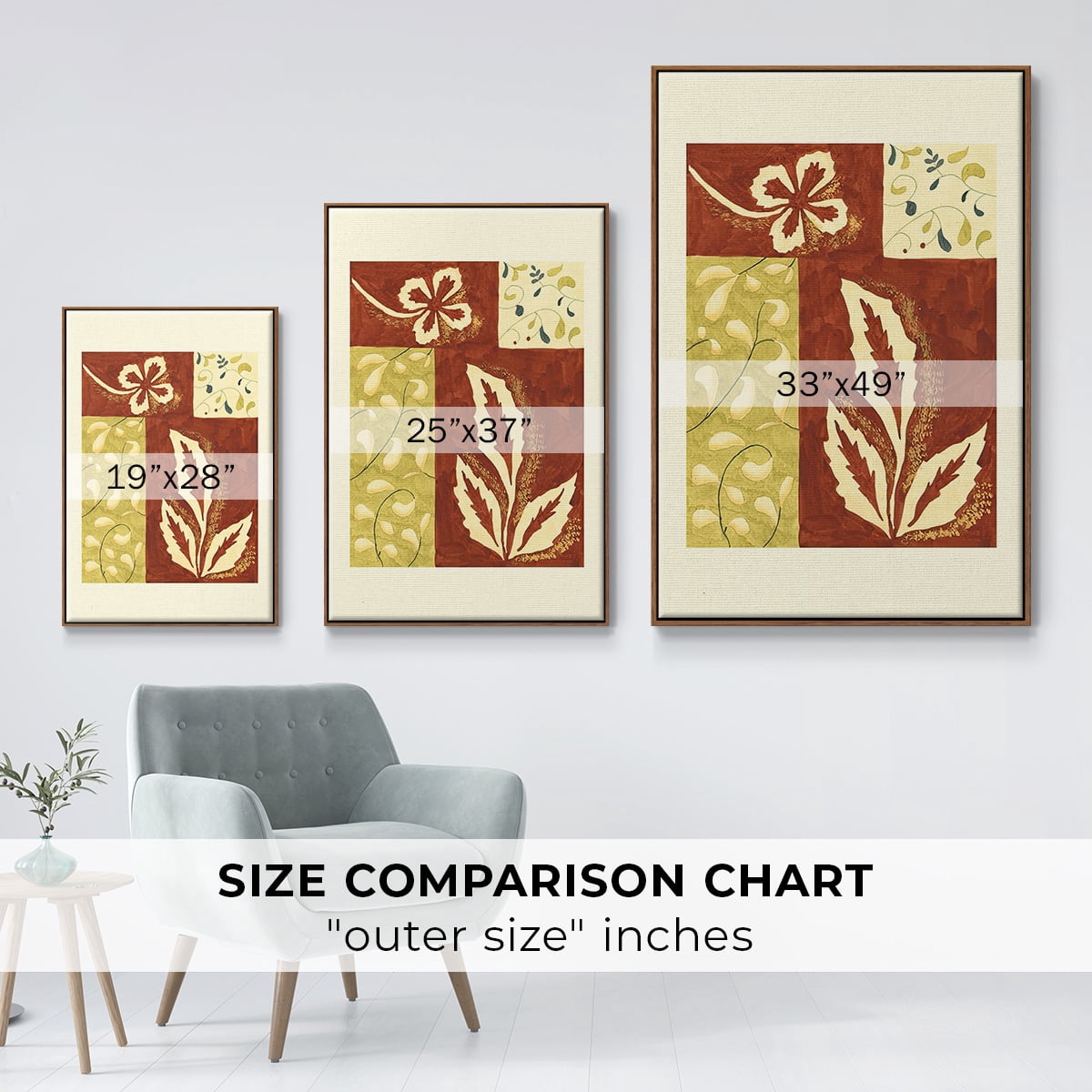 Festive Floral I - Framed Gallery Wrapped Holiday Canvas - 27 x 41 - Rosewood Frame