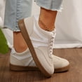 thumbnail image 2 of Women's Retro Contrast Stripe Low Top Sneakers Faux Suede Upper Lace Up Non Slip Gum Sole Casual Walking Shopping Daily Wear Ladies Fashion Shoes 36, 2 of 5
