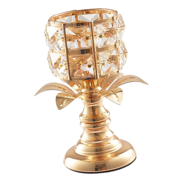 Candelabro de cristal dorado, candelabro para velas de té para comedor y sala de estar. METRO