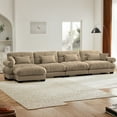 thumbnail image 4 of 166" Oversized Couch, 4 Seater Modular Sectional Sofa, Camel Large L Shaped Sectional Couches for Living Room, Fluffy Couch Set, 4 Seater, Velvet Cloud Couch with Ottoman, Sofas for Living Room, 4 of 12