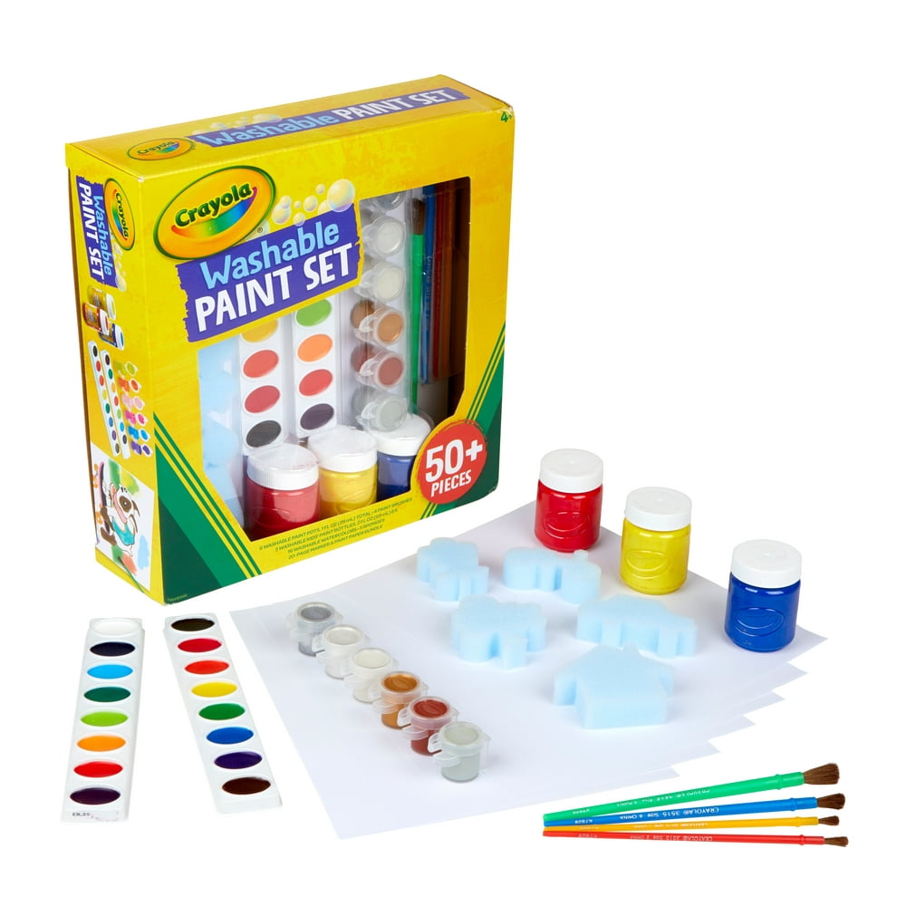 Crayola Kids Washable Paint Set, 55 Pieces, 20 Pages, Assorted Colors