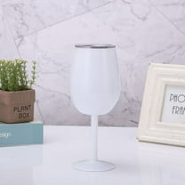 Stemmed Stainless Steel Wine Glasses with Lid Double Wall Insulated Wine Tumbler Unbreakable Goblets Wine Glasses 10oz A,White