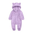thumbnail image 4 of RUTAYY Family Matching Pajamas Solid Color Long Sleeve Adorable Cat Ear Hooded Full Romper Casual Holiday Jumpsuits, 4 of 5