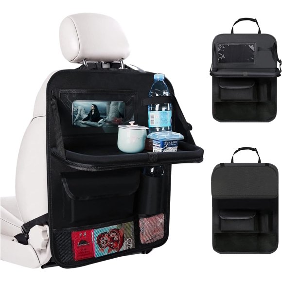 Organizador de coche para niños con bandeja y bolsillo para teléfono/tableta, impermeable, para juguetes, libros y botellas.