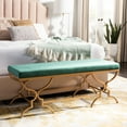 thumbnail image 2 of SAFAVIEH Juliet Modern Glam Rectangular Bench, Emerald/Gold, 2 of 10