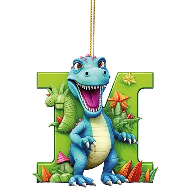 TQEHS Dinosaurio navideño acrílico 26 letras dinosaurio navideño cubierta candelabro letras A adorno acrílico para cadena L7P8 adornos Z P1I2
