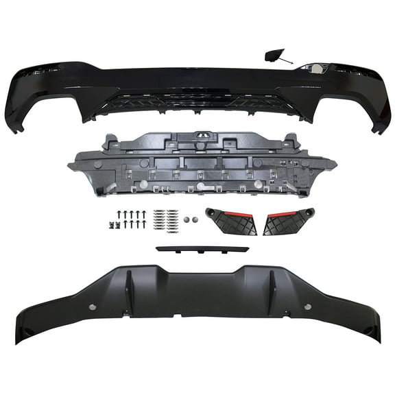 Ikon Motorsports Rear Bumper Lip Diffuser Added on Bodykit Replacement Compatible With 2021-2023 BMW G30 G31 5-Series 530 540 MP Style Type 2 Unpainted Black