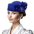 thumbnail image 3 of Vjnyvs Retro Wedding Hats Women Pillbox Hat with Flowers Fascinator Hat Cocktail Evening Party Cap Soft Felt Beret for Ladies, 3 of 7