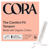 Cora Compact Applicator Tampons, Organic Cotton Core, Light, 16 ct.