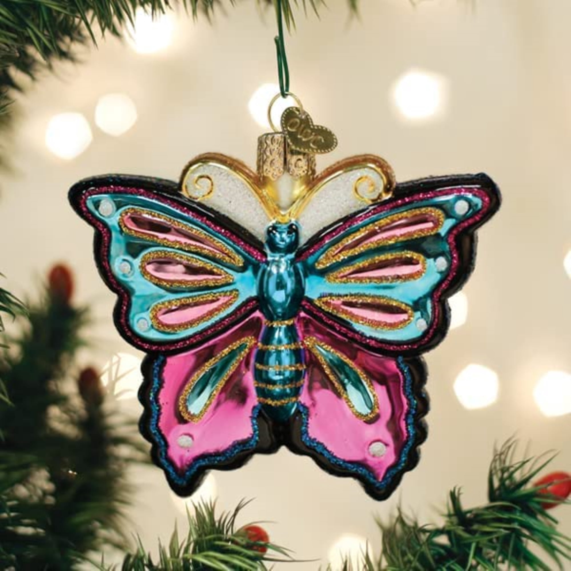Old World Christmas Fanciful Butterfly Glass Blown Ornament for Christmas Tree