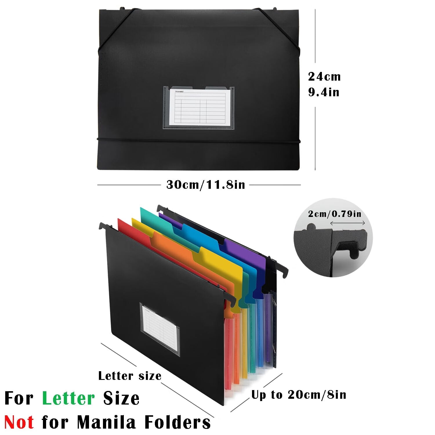 Plastic Expanding Hanging File Folders,7 Innovative 1.2" Accordion Pockets,Large Capacity,Multicolor Tabs,Regular File Size - 1 Pack