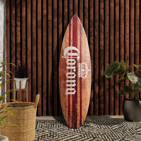 American Art Decor Licensed Corona Brown Wood Tones Surfboard Plaque Wall Decor - 60"x15"