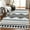Geometry 5*7, variant on Modern 5x7 Area Rugs for Living Room, Non Slip Machine Washable Retro Rugs, Low Pile Chenille Print Rug for Bedroom, Dining Room, Home Office, Blue