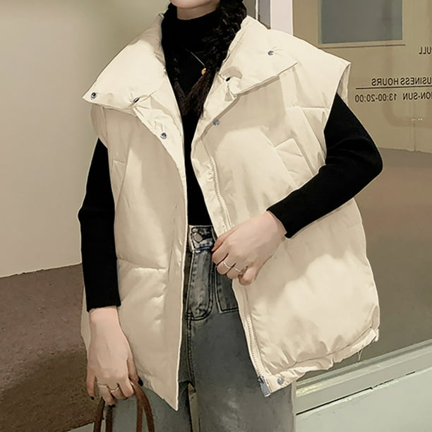 Abrigo holgado sin mangas para mujer, talla grande, para otoño e invierno, abrigo acolchado, blusa sin mangas para mujer