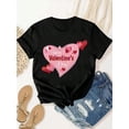 thumbnail image 2 of Valentine's Day Theme Printed Women's T-Shirt, Women's Valentine's Day Gift Casual, Fashionable, Comfortable, Soft, Athletic, Fitness, Daily, Outdoor, Home, Breathable, Crew neck Short Sleeve T-Shirt, 2 of 7