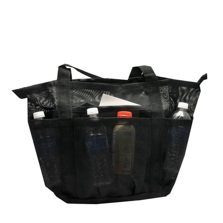 Deluxe Mesh Tote Bag - Deluxe Oversized Mesh Family XL Beach Tote / Jumbo Bag w Carabiner Hook