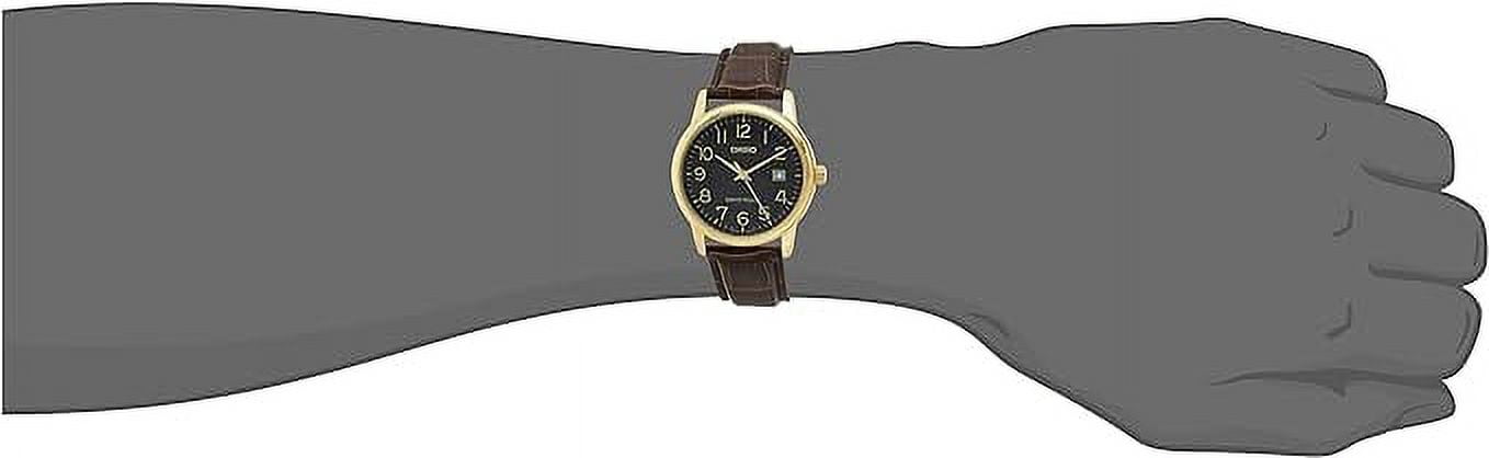 Casio Men's MTPV002GL-1B Gold Bezel Brown Leather Japanese Quartz Fashion Analog Watch