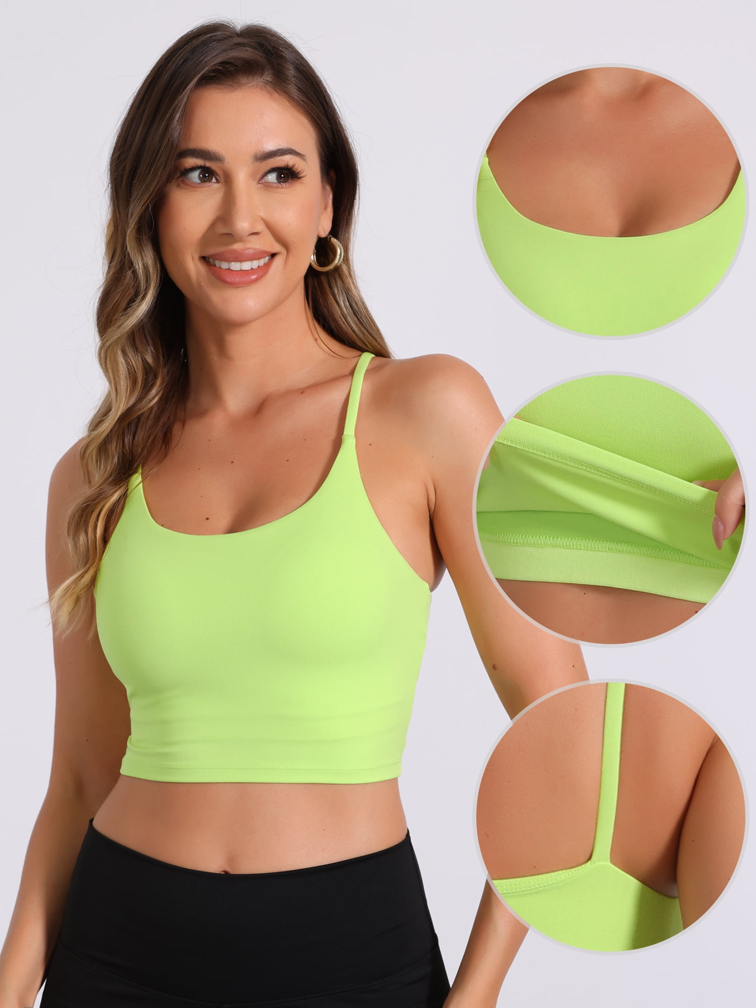 DARING DIVA Built-in Bra Padded Workout Basic Invisible Camisole XL Yellow