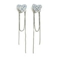 thumbnail image 5 of Sunyuer 14K Gold Plated Chain Fringe Dangling Tassel Liner Earrings, Cubic Zirconia Love Heart Dangle Earrings for Women, 5 of 5