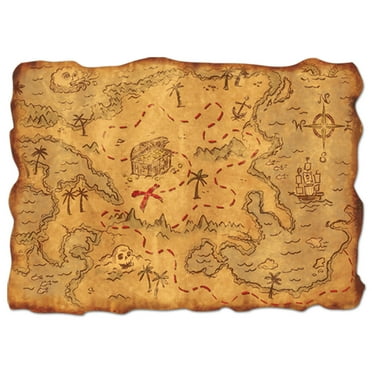 Plastic Treasure Map 12" X 18" - 12 Pack (1 Per Package)