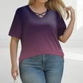 thumbnail image 2 of TQWQT Plus Size Tops for Women 4x-5x Plus Size Womens Classy Tops V Neck Criss Cross Plus Size Tops Short Sleeves Gradient Dressy Casual Blouses Women Loose Fit Clothes XL, 2 of 6