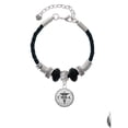 thumbnail image 2 of Delight Jewelry Silvertone Domed Black CRNA Big Sister Celtic Knot Leather Bead Bracelet, 7"+2" Extender, 2 of 4