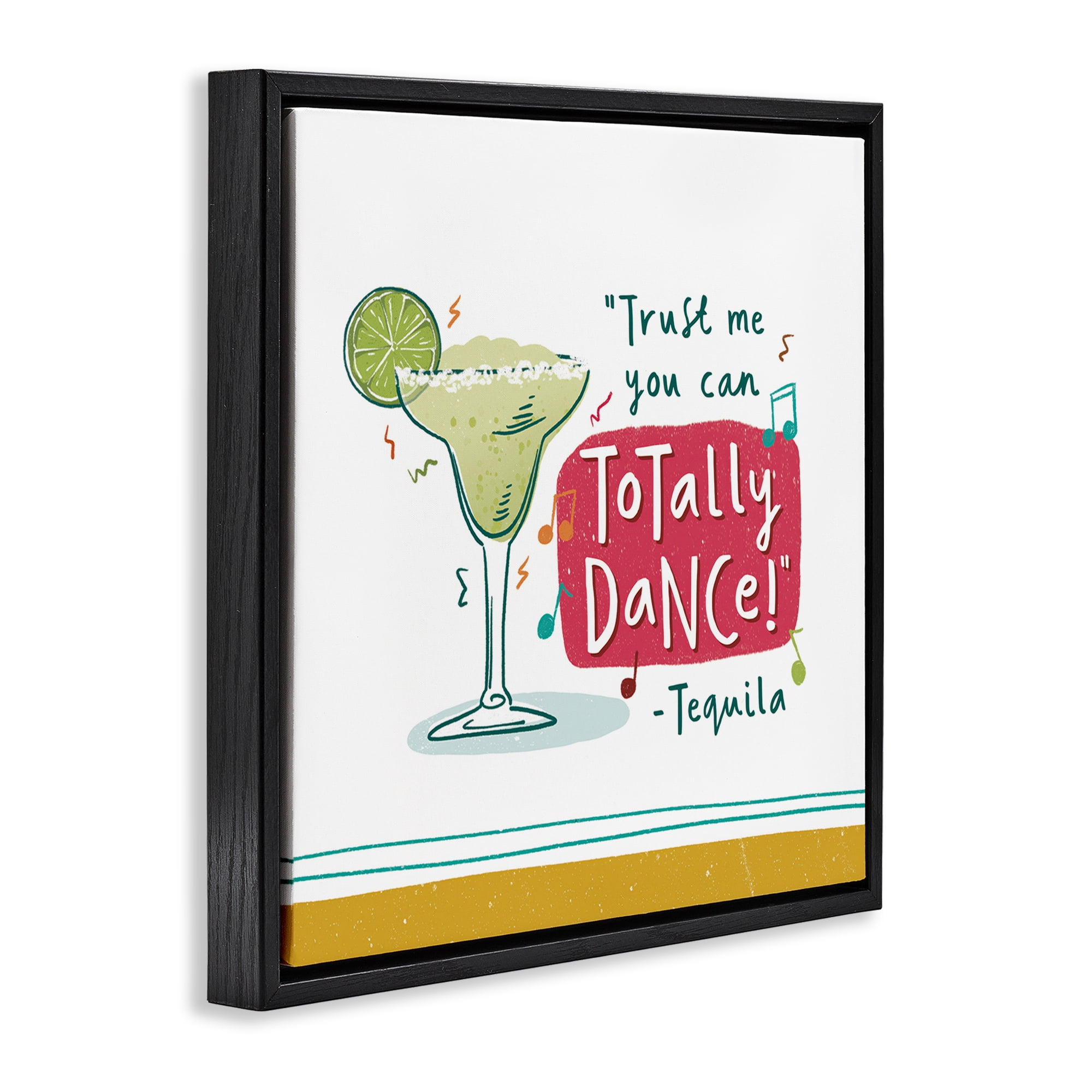 Stupell Industries Funny Tequila Phrase Food & Beverage Painting Black Floater Framed Canvas Art Print Wall Art, 18 x 18