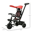 thumbnail image 3 of Qaba Kids Tricycle 4 In 1 Trike with Reversible Angle Adjustable Seat Removable Handle Canopy Handrail Belt Storage Footrest Brake Clutch for 1-5 Years Old Red, 3 of 9