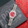 thumbnail image 3 of Pre-Owned Rolex Datejust 26MM 6916 Red Diamond Dial Diamond Bezel Stainless Steel Full Diamond Jubilee Bracelet, 3 of 9