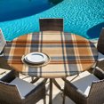 thumbnail image 6 of Round Table Cover 36-44 Inch Blue Brown Checked Waterproof Reusable Table Cloth Round Fitted Vinyl Tablecloth with Elastic Edged for Parties Outdoors, Beige Buffalo Plaid Farmhouse, 6 of 9