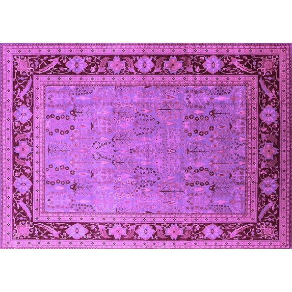 Ahgly Company Indoor Rectangle Oriental Purple Industrial Area Rugs, 7' x 9'
