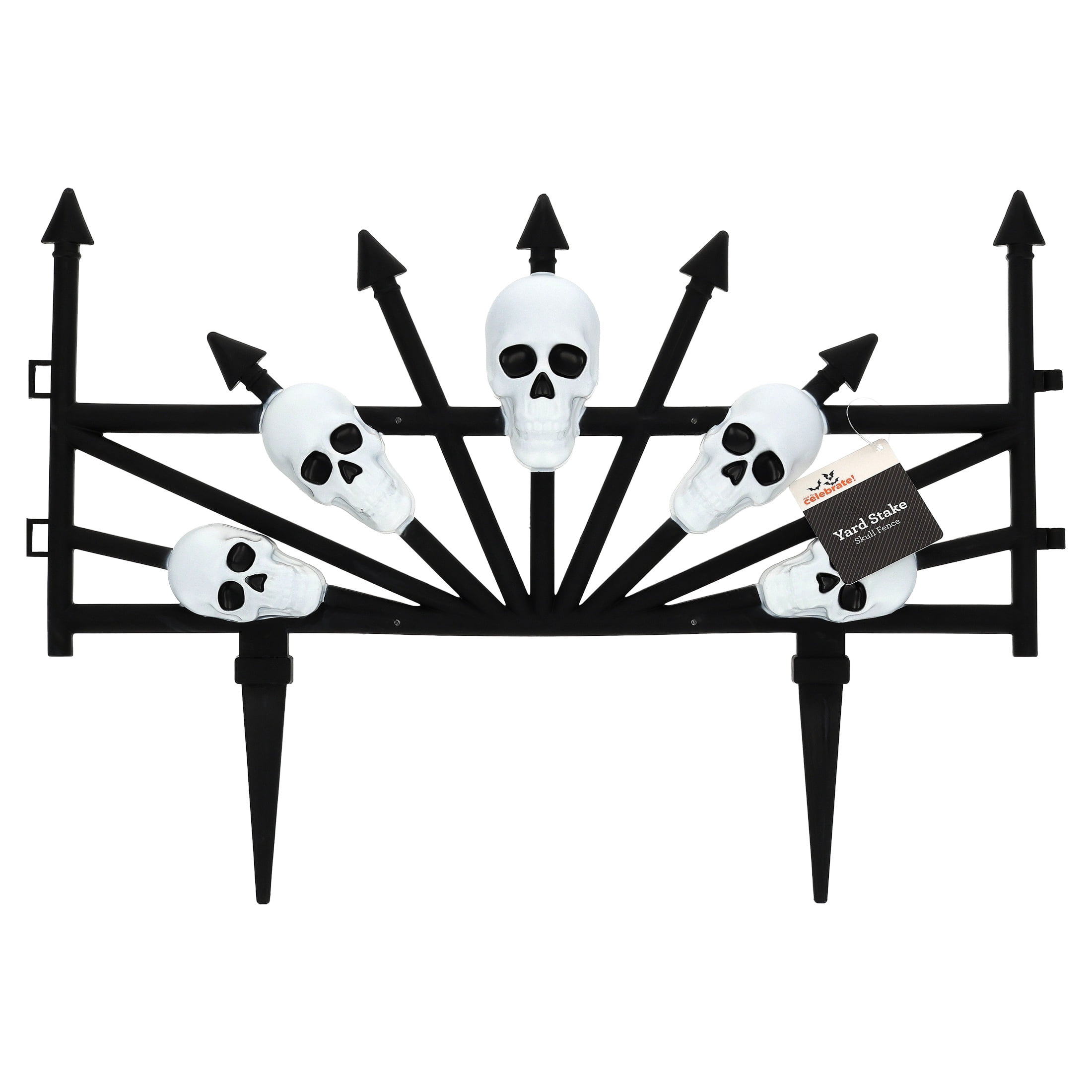 Plastic Skull Fence Yard Stake, Black and White, Halloween by Way To Celebrate