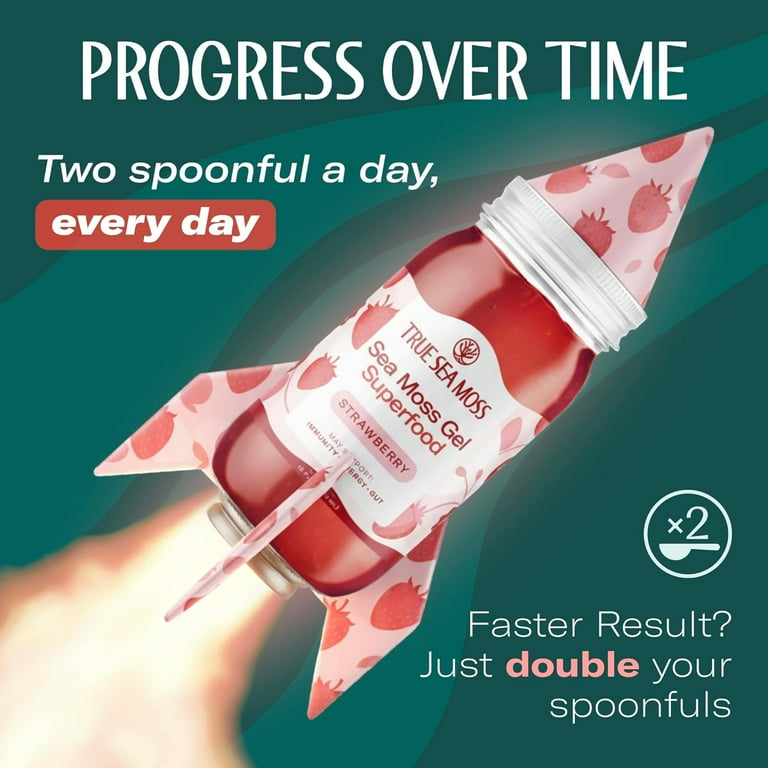 TrueSeaMoss Wildcrafted Irish Sea Moss Gel, Strawberry Flavor