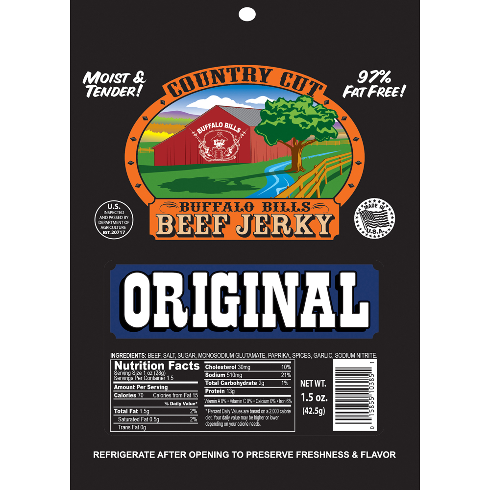 Buffalo Bills 1.5oz Original (aka Mild) Country Cut Beef Jerky – Ten 1.5oz Packs