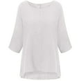 thumbnail image 3 of Womens Plus Size 3/4 Sleeve Tops Crew Neck Casual Solid Blouses with Side Slit Loose Fit Tunic Shirts, 3 of 3