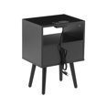 thumbnail image 6 of GZXS Nightstand with Charging Station, Boho Bedside Table with USB Ports & Power Outlets, Rattan Drawer & Open Shelf, Solid Wood Legs, Small Space End Table, Easy Assembly (Black), 6 of 9