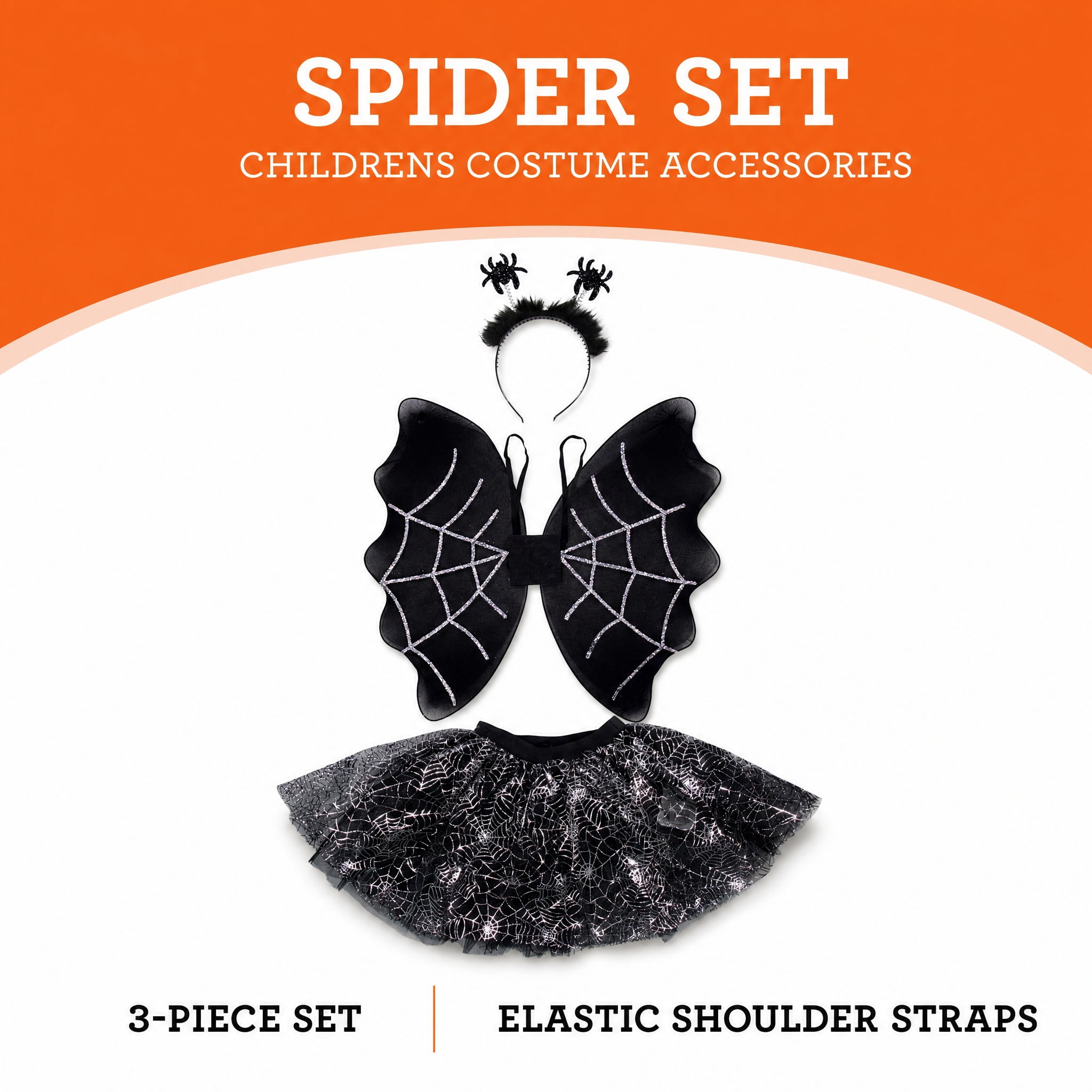 Spider Costume Accessory Set for Children, Black and Silver, 3 Pieces, Halloween by Way To Celebrate