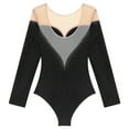 thumbnail image 6 of TiaoBug Sheer Mesh Long Sleeve Dance Leotards for Womens Ballet Leotard Gymnastics Bodysuit Black L, 6 of 7