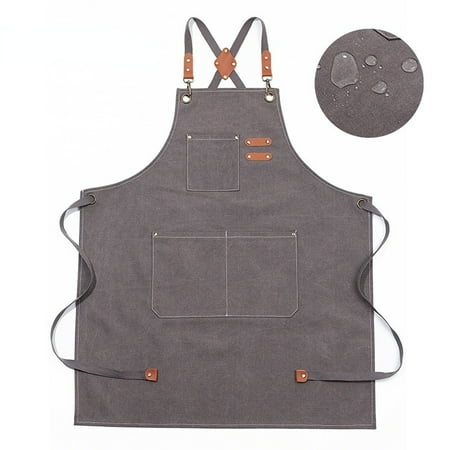 

Homgreen Chef Apron Cross Back Apron for Women and Men Cotton Canvas Apron with Adjustable Straps and Large Pockets Kitchen Cooking Baking Bib Apron