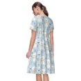 thumbnail image 2 of Bixox Robe d'Été à Manches Courtes pour Femmes Robe Ample Longueur Genou avec Poches-Chat Mignon, 2 of 6
