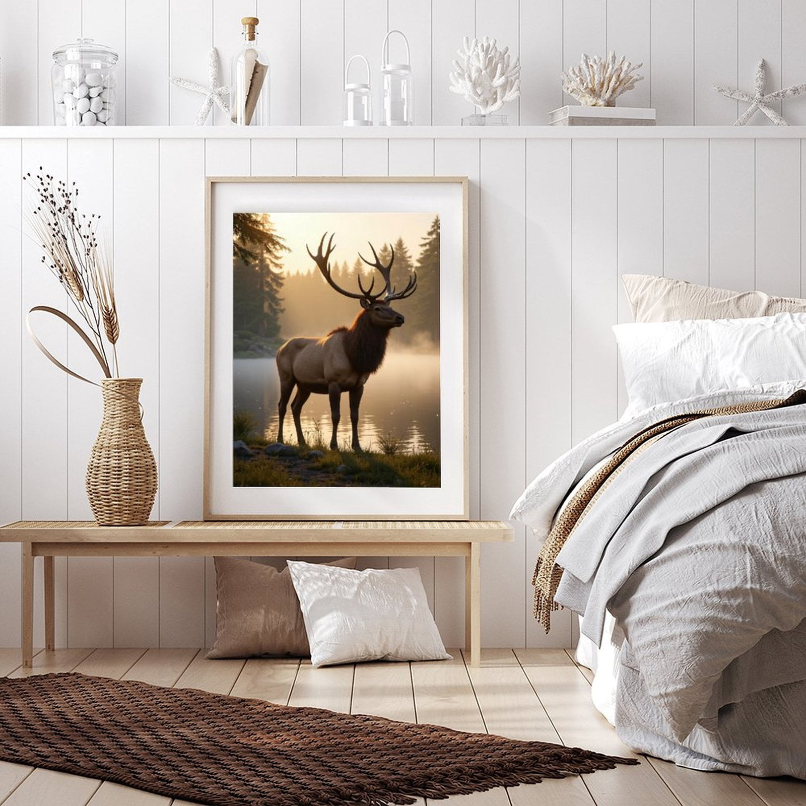 Diamond Art Kit for Adults, Majestic Elk Forest Sunrise Diamond Painting for Adults Beginners, DIY Diamond Art Painting Kits, 5D Diamond Painting Crafts for Home Decor 12x16 Frameless