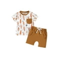 thumbnail image 2 of Yunliwuli Baby Boys Shorts Set, Short Sleeve Surfboard Print T-shirt with Elastic Waist Shorts Summer Outfit, 2 of 10